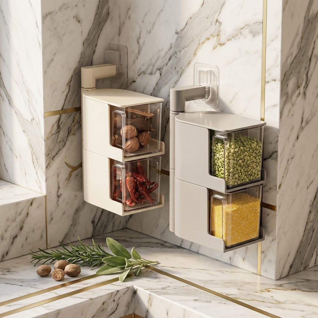 Wall-Mounted Spice Organizer, 2, 3 or 4 Layers