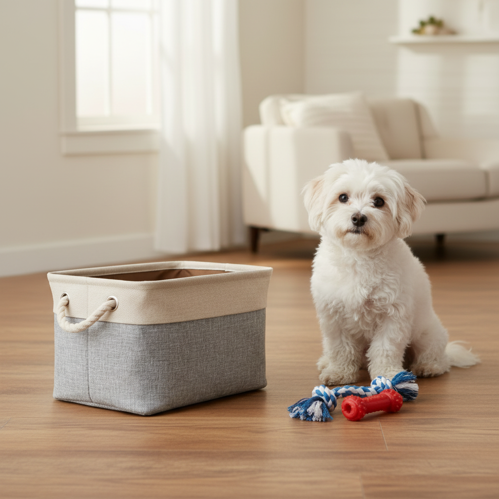Dog Beside Basket