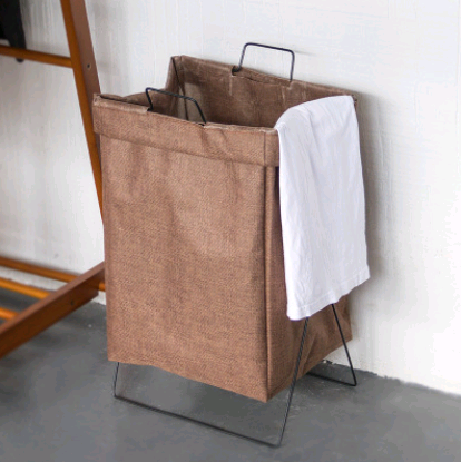 Foldable Linen-Look Laundry Basket, 38 x 28 x 55 cm