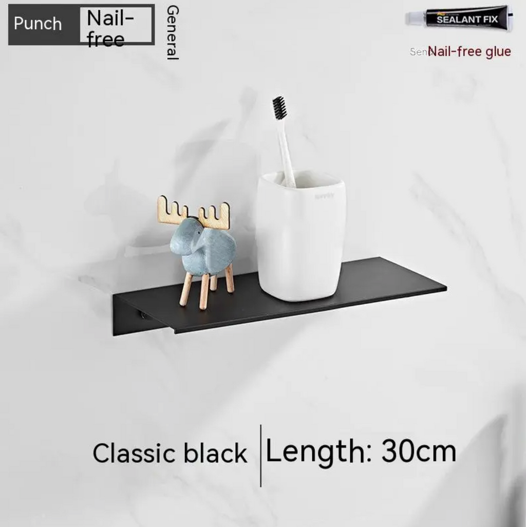 No-Drill Thickened Aluminum Wall Shelf, Holds Up to 15 kg