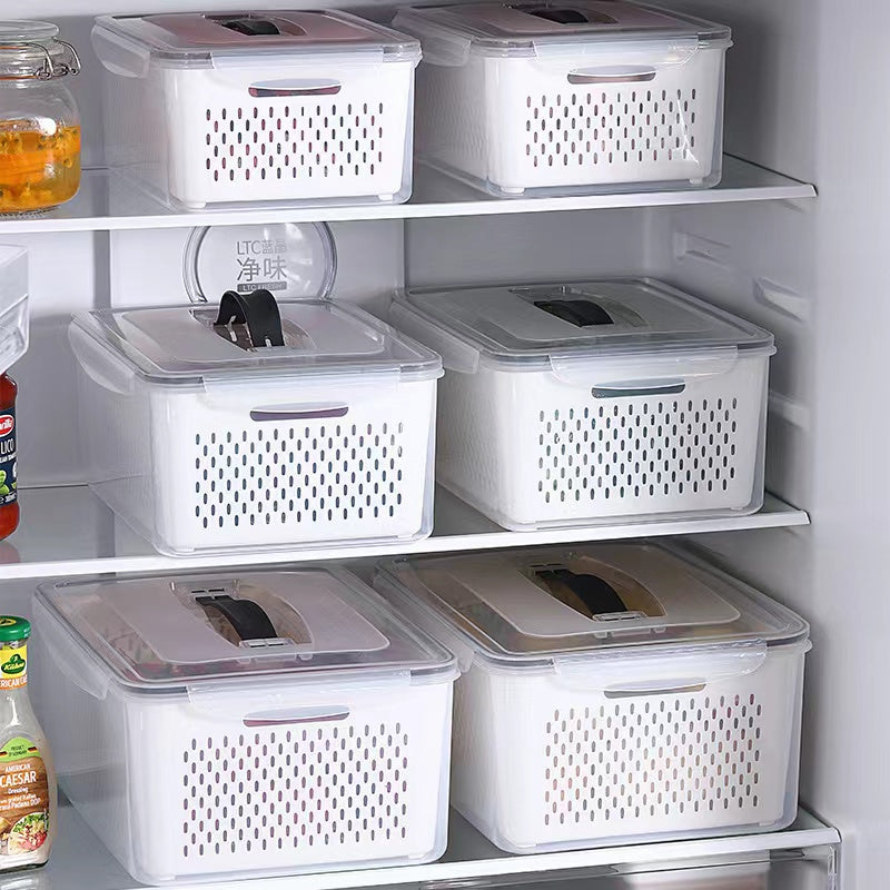 Ventilated Fridge Produce Organizer Bins for Fruit and Vegetables