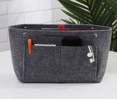 Felt Makeup Storage Organizer with Multiple Pockets, 25 x 16 x 10 cm