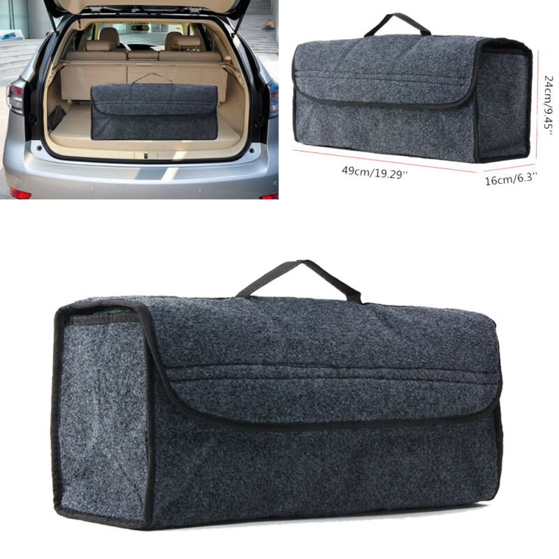 Felt Storage Box with Handle for Car and Home, Dark Grey