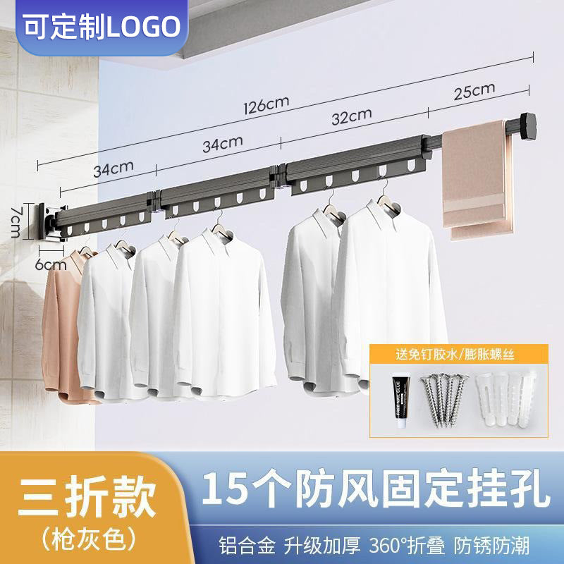 Wall-Mounted Foldable Drying Rack, Suction or No-Drill Mount