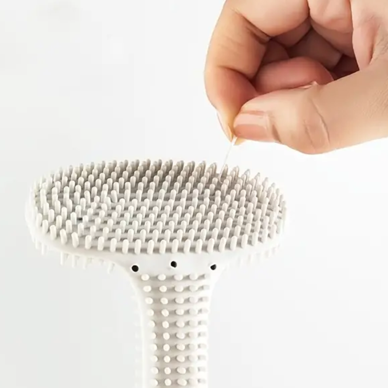 Double-Sided Silicone Toilet Brush for Bowl and Rim