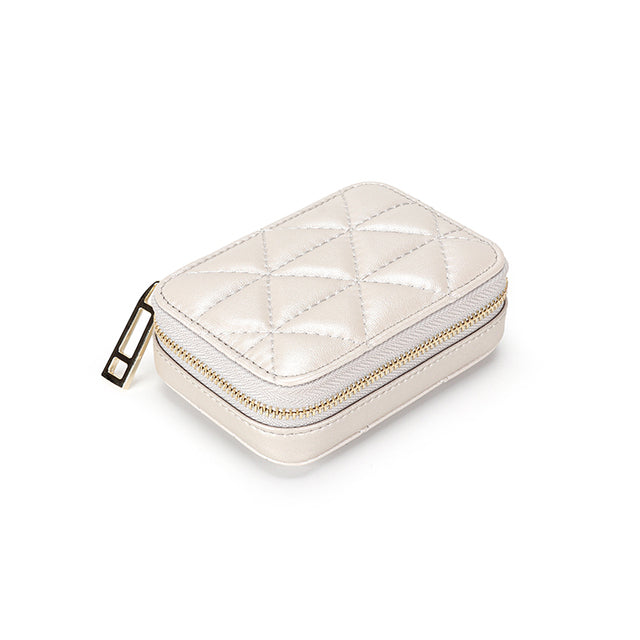 Square Leather Travel Makeup Case with Mirror, 5 Colors