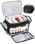Medicine Organizer Bag with Removable Dividers and Multiple Pockets
