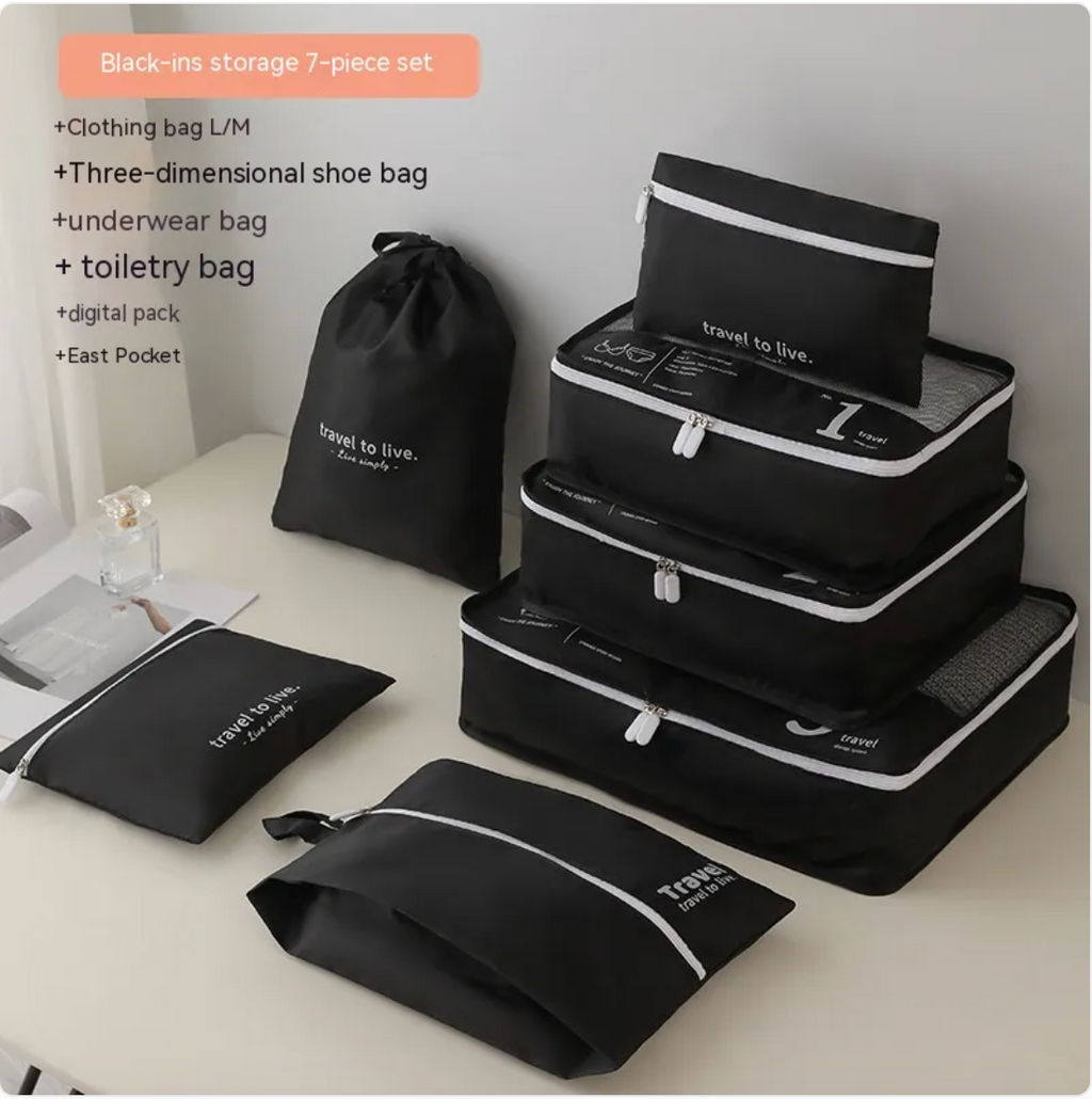7-Piece Waterproof Packing Bag Set for Clothes and Shoes
