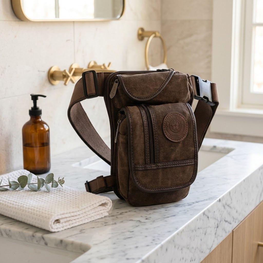 Canvas Drop Leg Bag and Waist Pack, Coffee