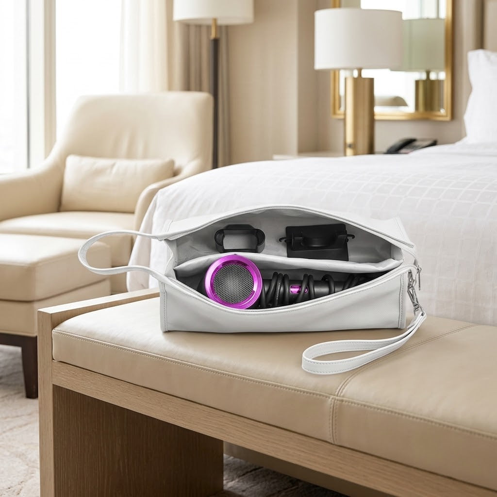 PU Leather Hair Dryer Travel Storage Bag