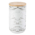 Ceramic Lattice Paw Pet Treat Jar with Bamboo Lid, 4 x 6.5 in, White