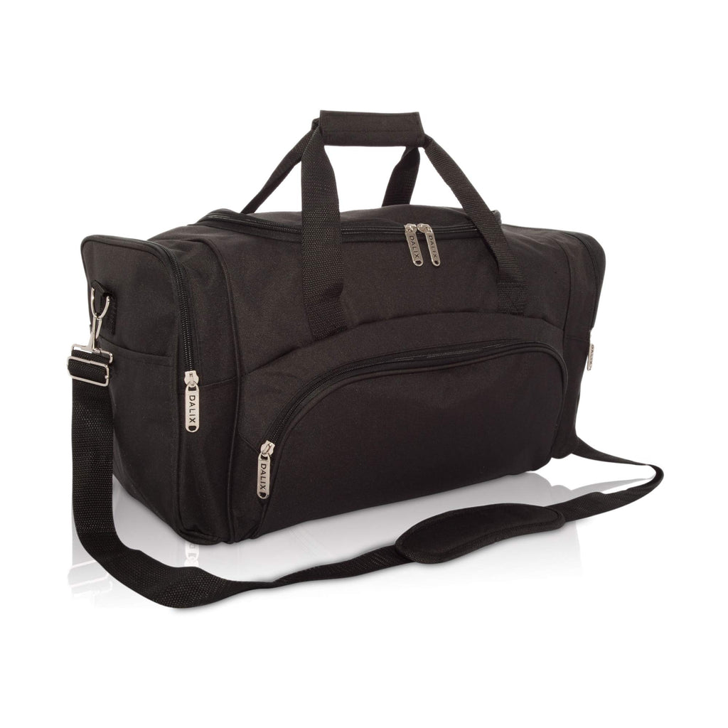 Large Polyester Travel and Gym Duffel with Side Pockets, Black