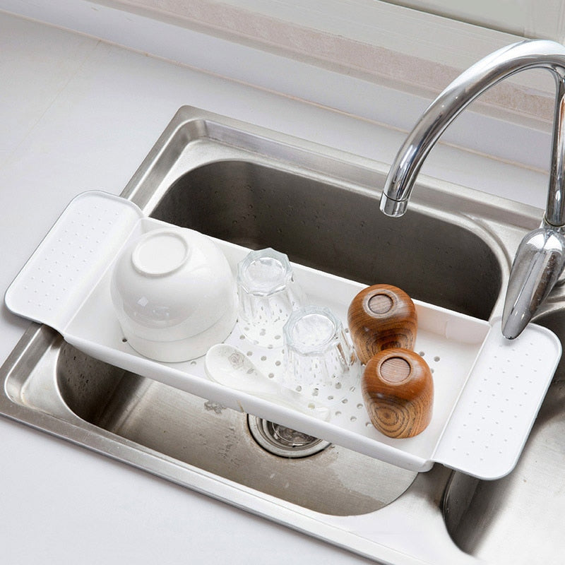 Retractable Bathtub Tray Shelf, Adjustable Width, White or Black Ash