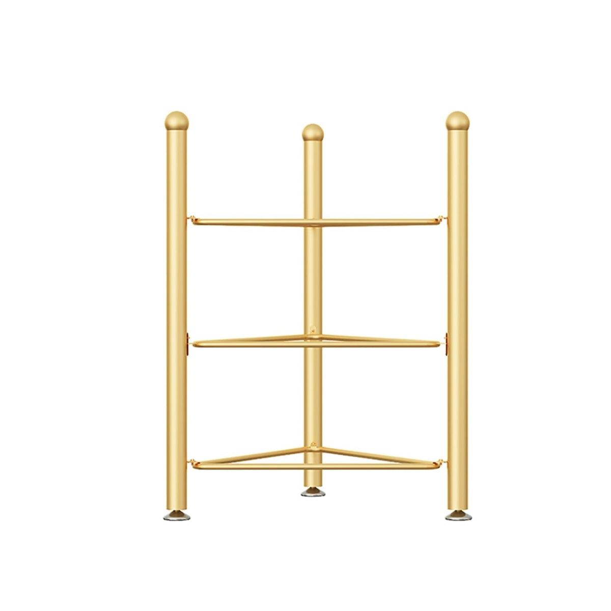 3-Tier Half Balance Ball Storage Rack, Gold Metal, 27.5 in Wide