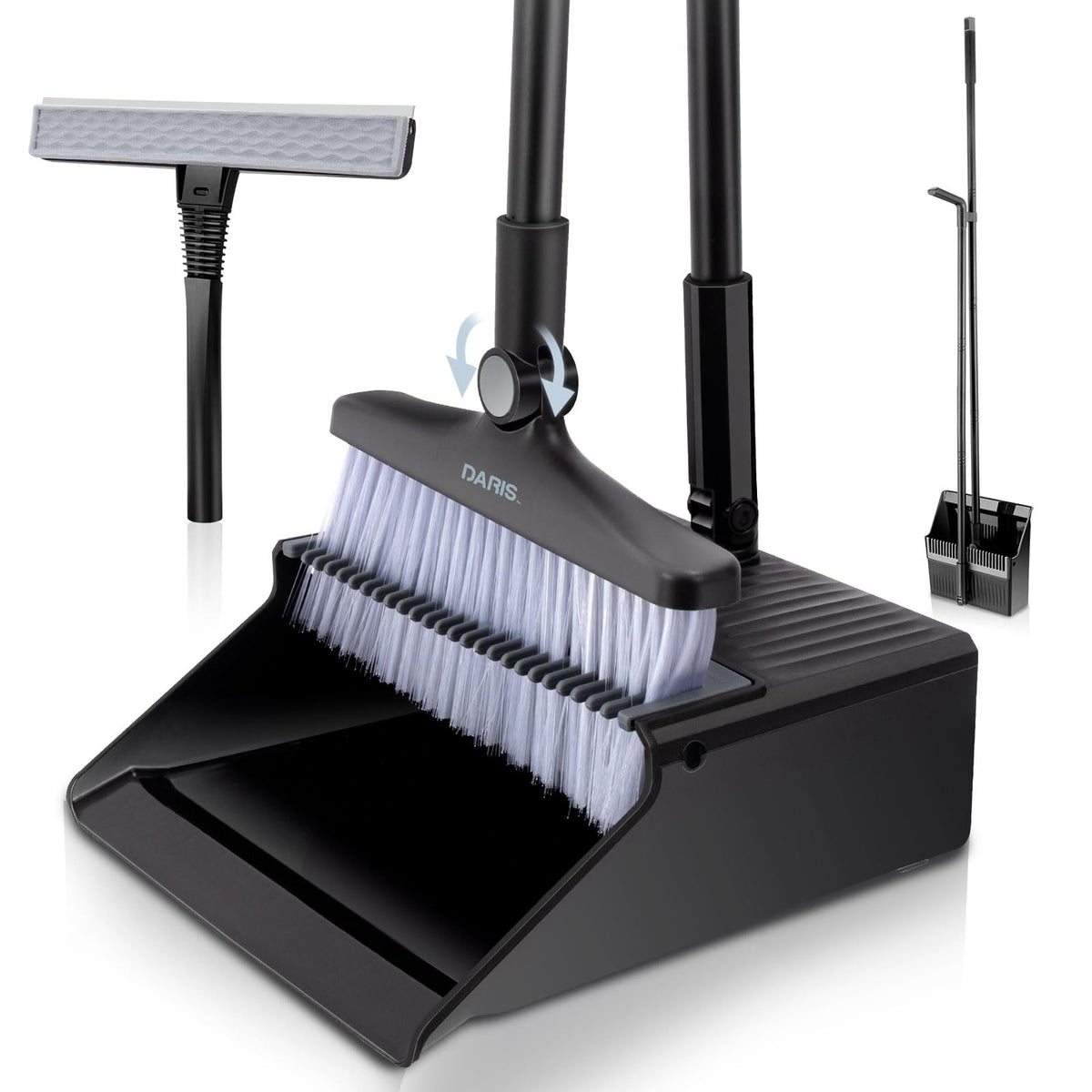 Broom and Dustpan Set with Window Brush Head and 50 in Handle