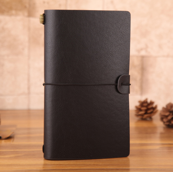 Vintage PU Leather Travel Journal with Strap, A6