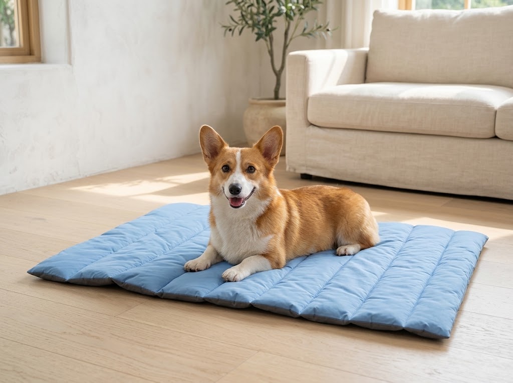 Waterproof Outdoor Dog Bed and Foldable Camping Mat, Blue