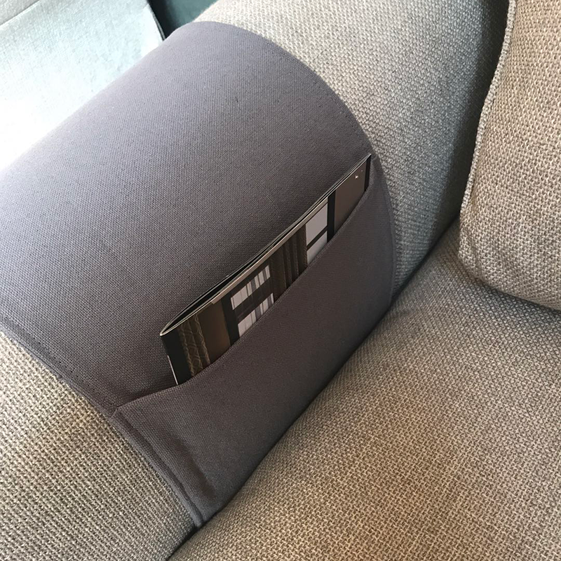 Quilted Sofa Armrest Organizer with 6 Pockets, 34 x 83 cm