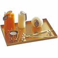 Brushed Gold Metal Vanity Tray with Lettering, 11.9 x 8 in
