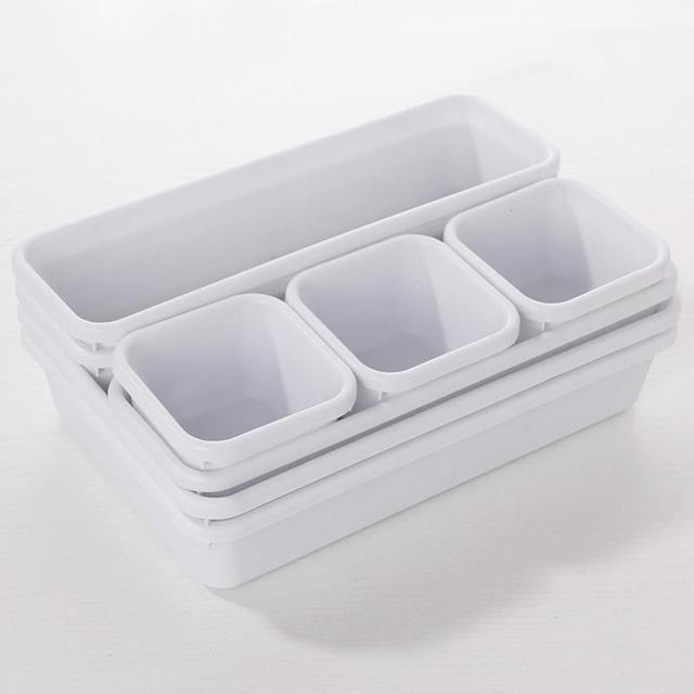 Multi-Compartment Plastic Drawer Organizer, Black or White