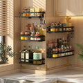 Wall-Mounted Carbon Steel Spice Rack with 2 Hooks, 20 to 50 cm