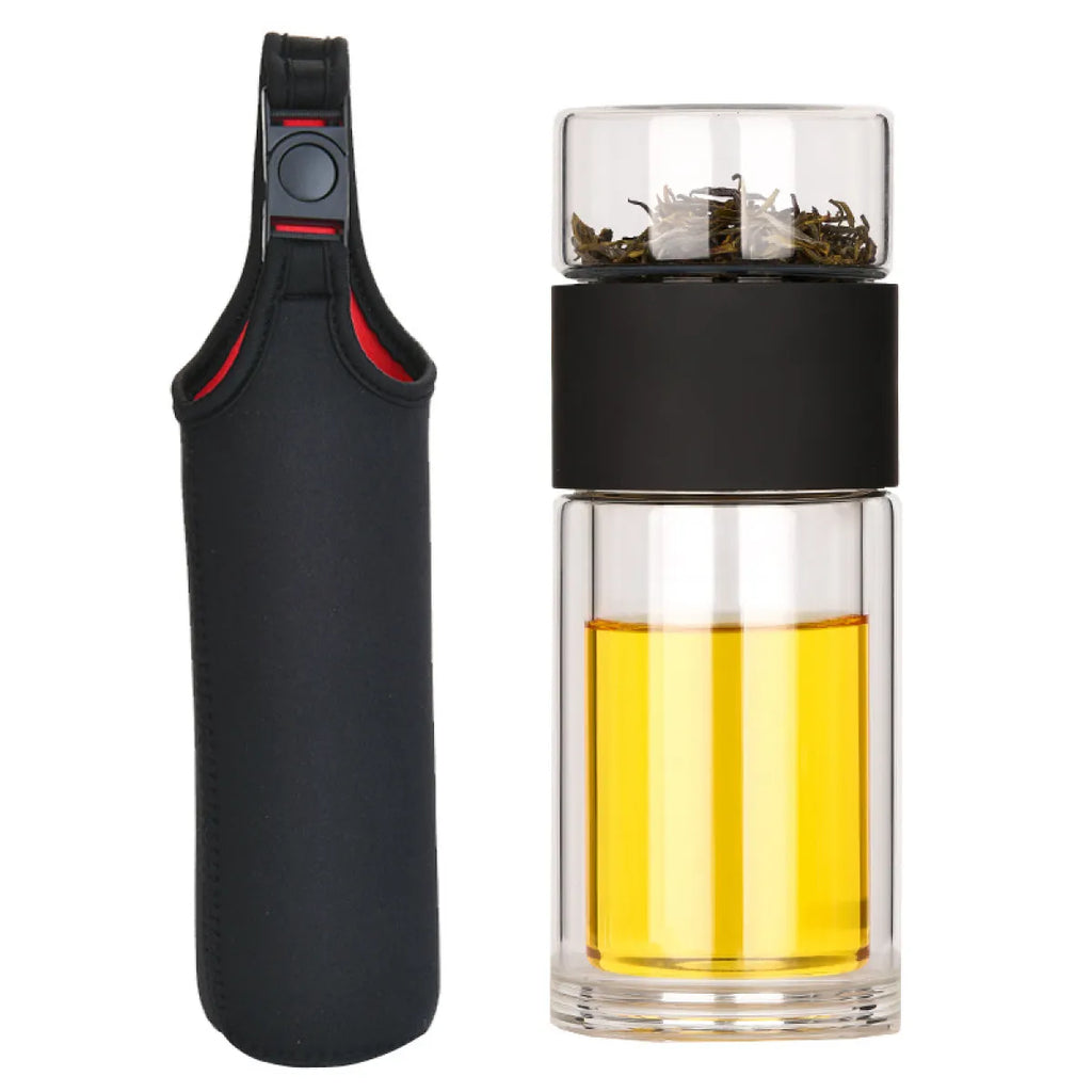 Double-Wall Borosilicate Glass Tea Cup with Leaf Separator