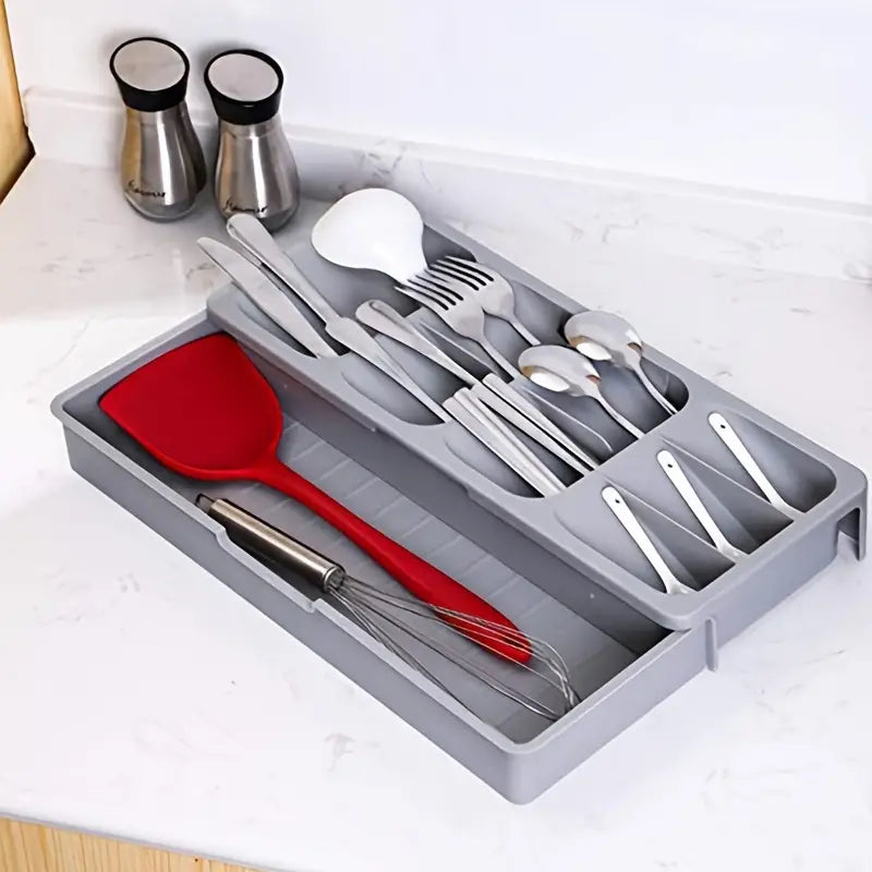 Expandable Silverware Drawer Organizer, Grey or Beige