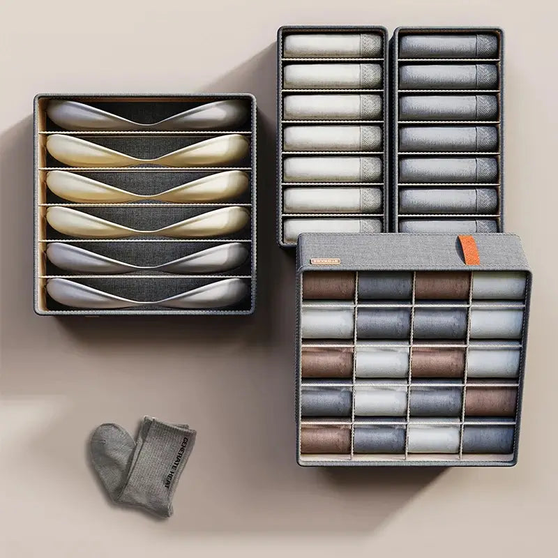 Foldable Multi-Grid Wardrobe Organizer for Pants, Socks and Ties