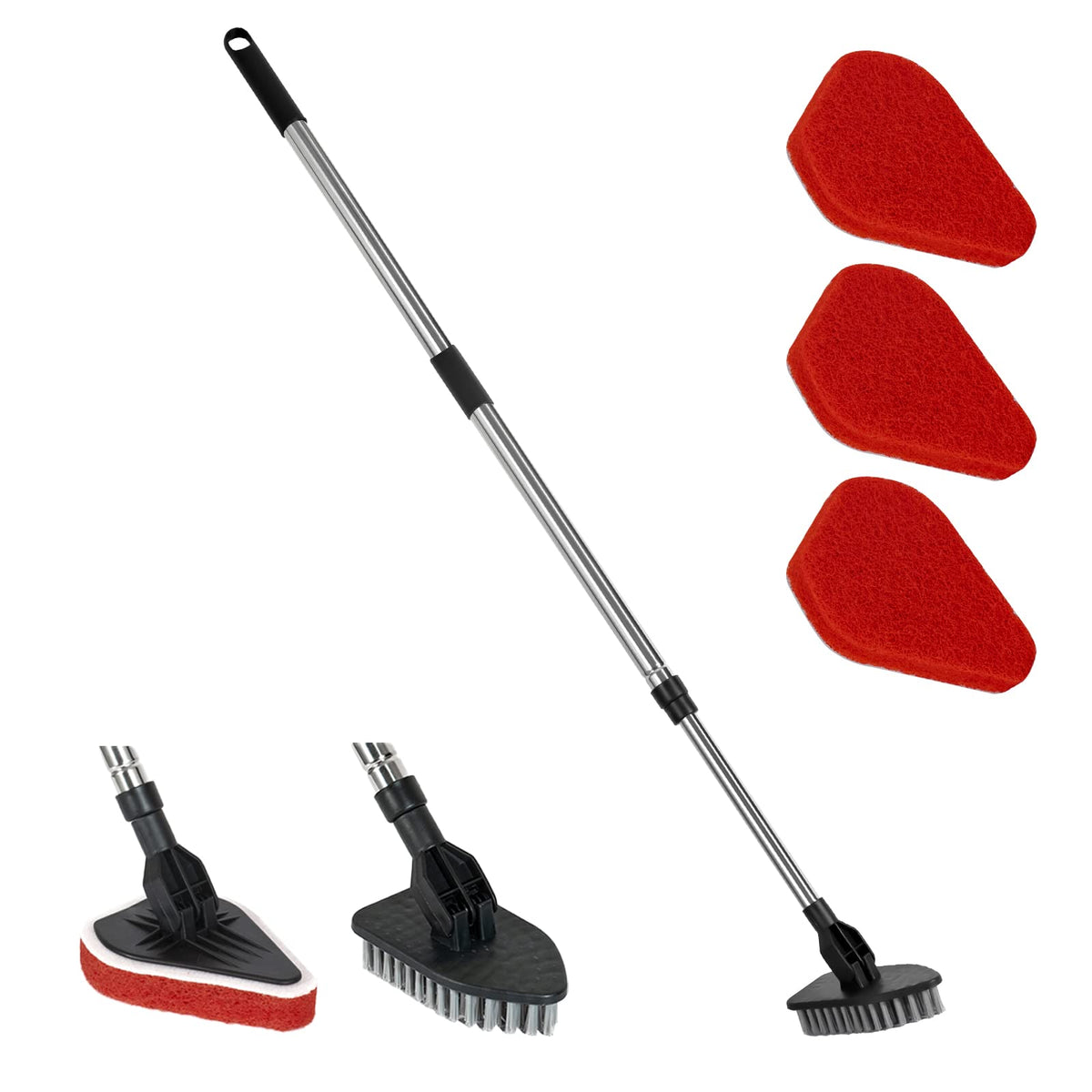 Tile and Tub Scrub Brush with 37 in Extendable Handle and 3 Sponges