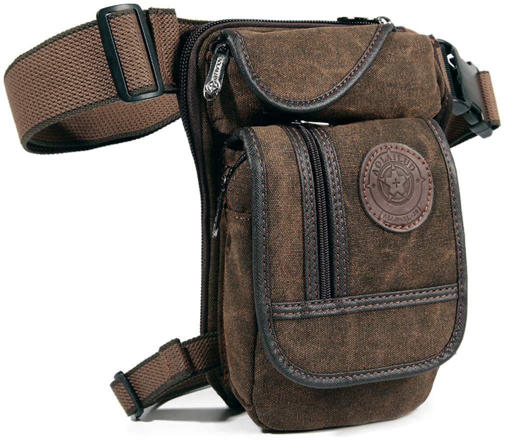 Canvas Drop Leg Bag and Waist Pack, Coffee