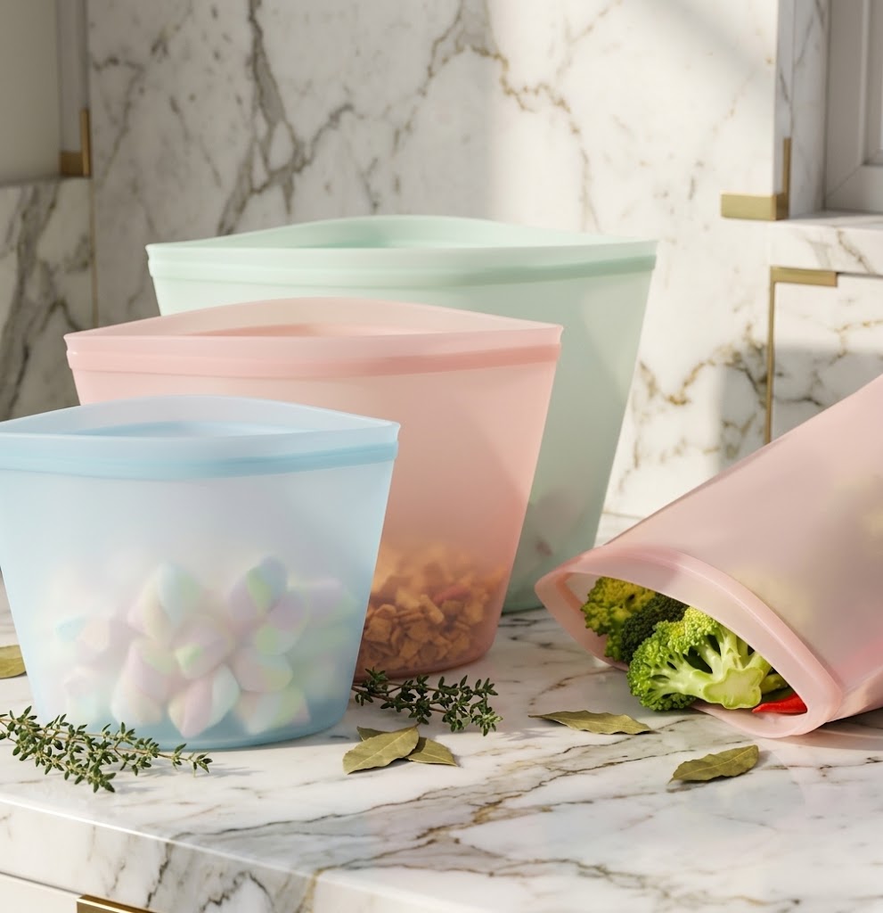 Silicone Vacuum Seal Food Storage Bags, 500 to 1500 ml