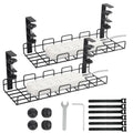 No-Drill Steel Under-Desk Cable Trays, Set of 2, Black
