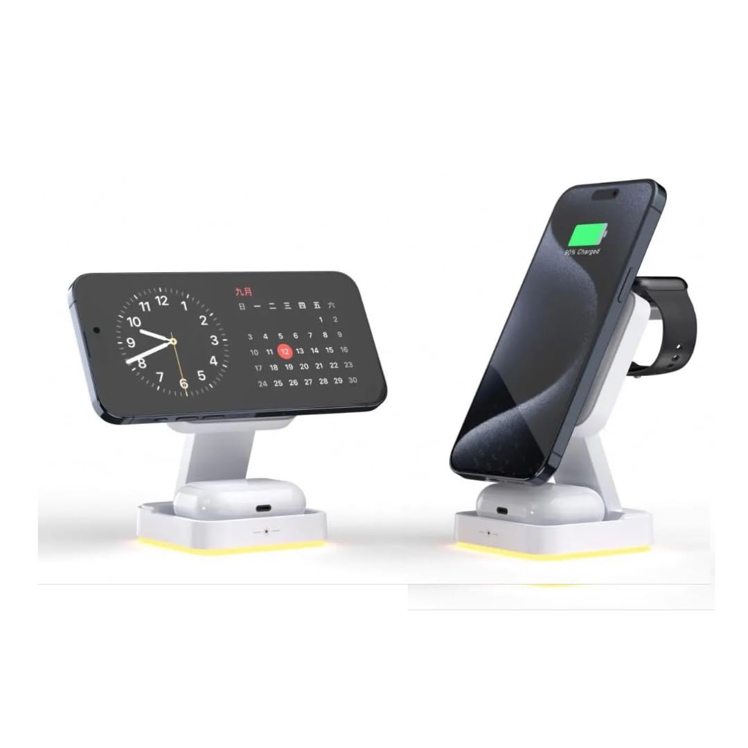 3-in-1 Wireless Charging Station with Sleep-Friendly Light, 15W