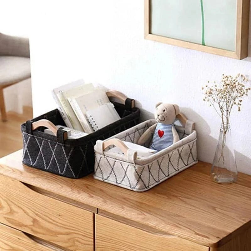 Hand-Sewn Felt Storage Basket for Vanity or Desk, S, M or L