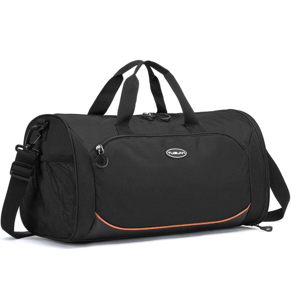 Small Gym Duffel Bag with Shoe Compartment and Wet Pocket, Black