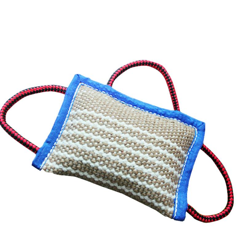 Thickened Hemp Dog Training Bite Pillow with 3 Handles, 25 x 15 cm