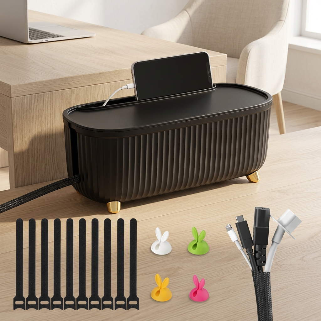 Insulated Cable Management Box, 13.7 x 5.9 in, Black