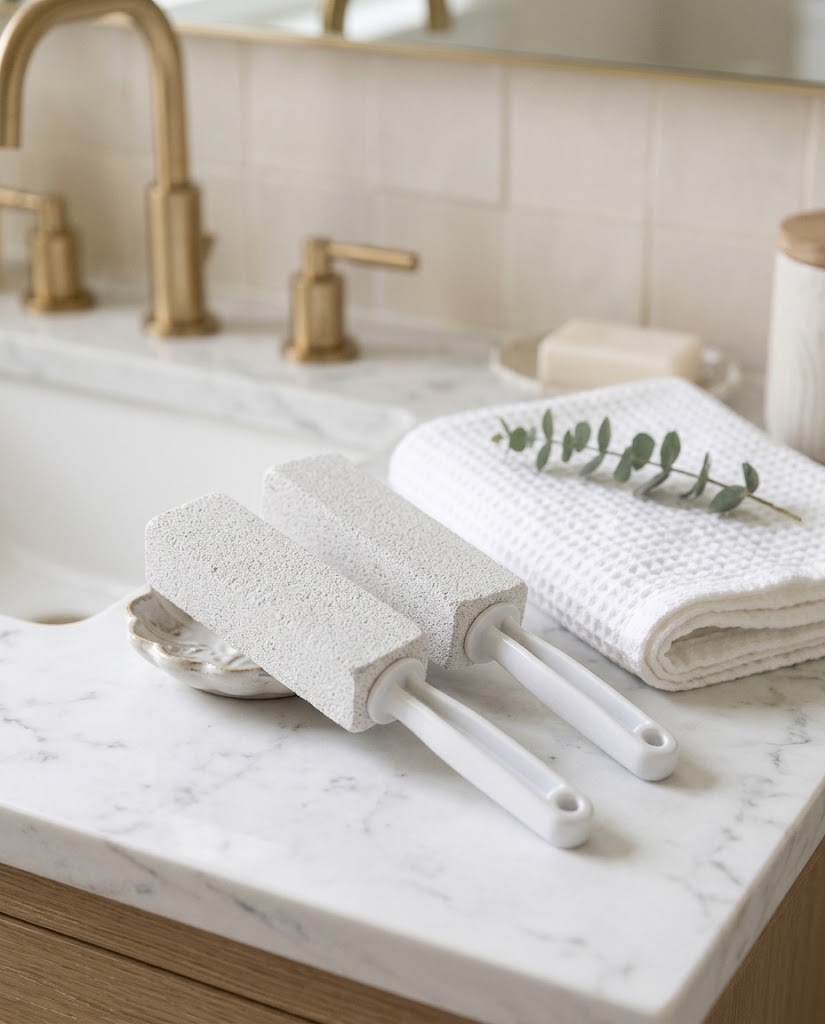 Pumice Toilet Scouring Sticks with Handles, 2-Pack, White