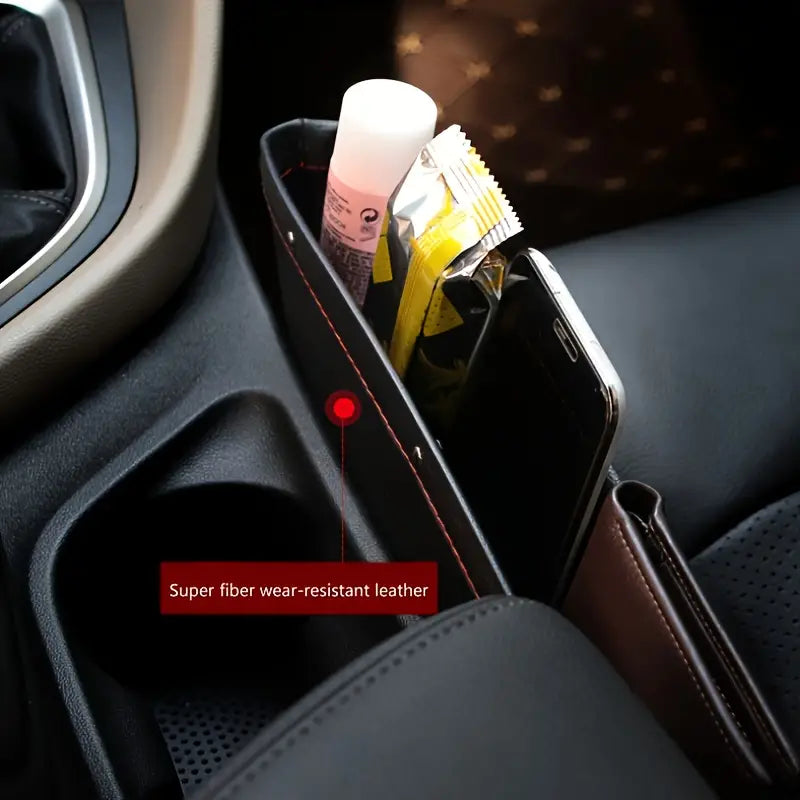 Waterproof Leather Car Seat Organizer with Adjustable Pockets