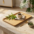 Bamboo Serving Tray with Handles for Breakfast and BBQ