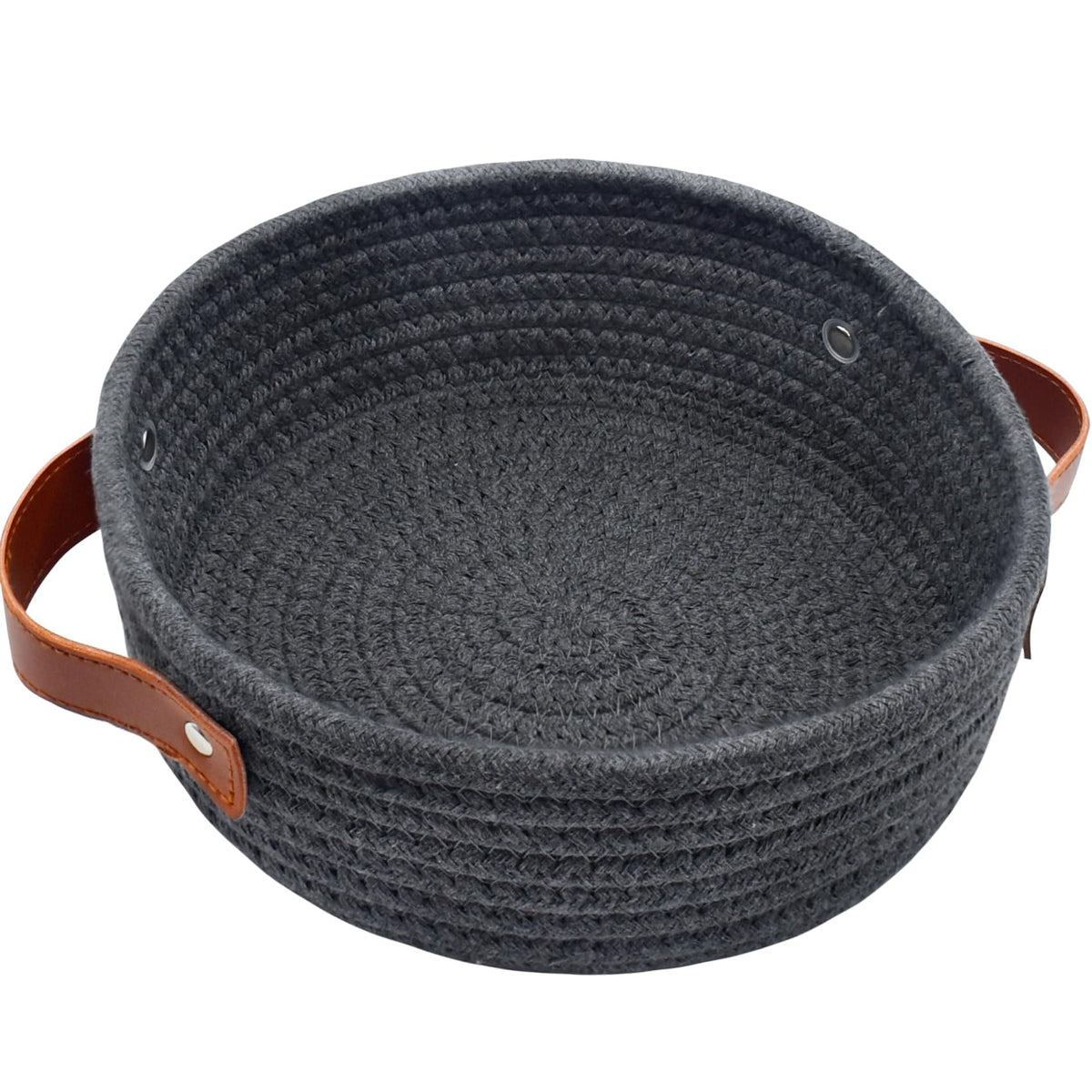Small Handcrafted Cotton Rope Catchall Basket, XS, Dark Grey