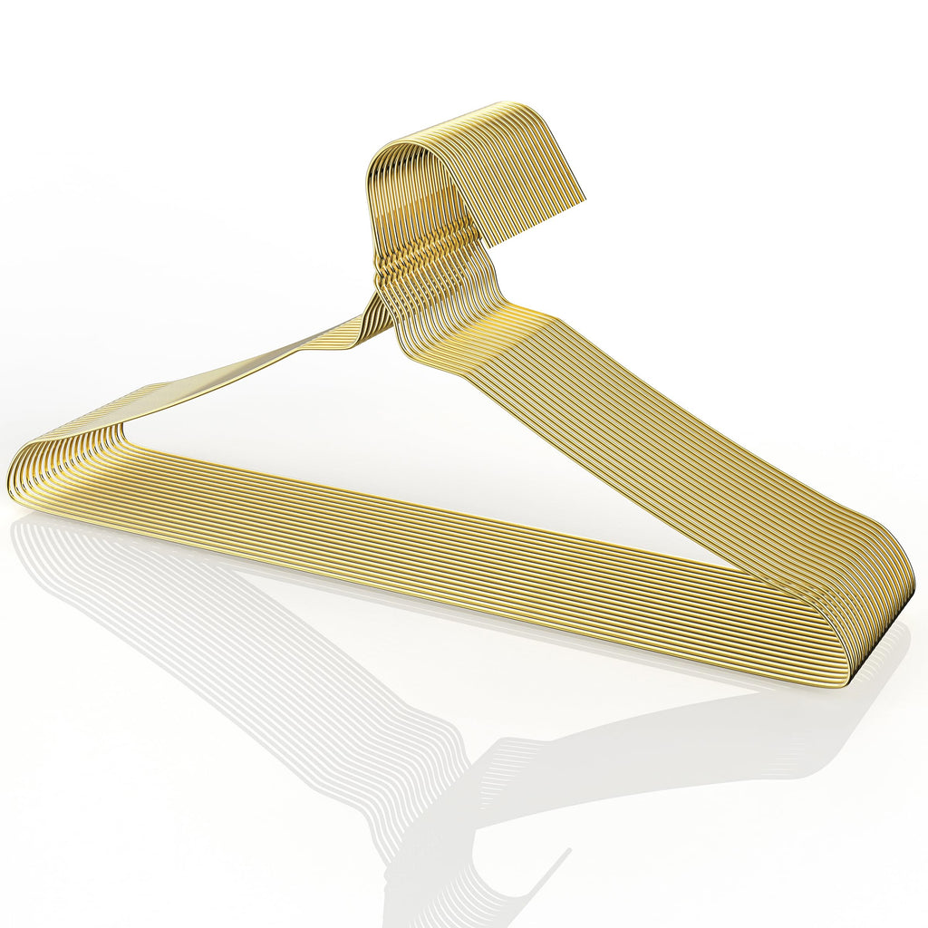 Slim Gold Metal Wire Clothes Hangers, 20 Pack