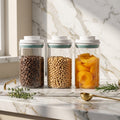 Pop-Up Lid Glass Storage Jars, 27 oz, Set of 3