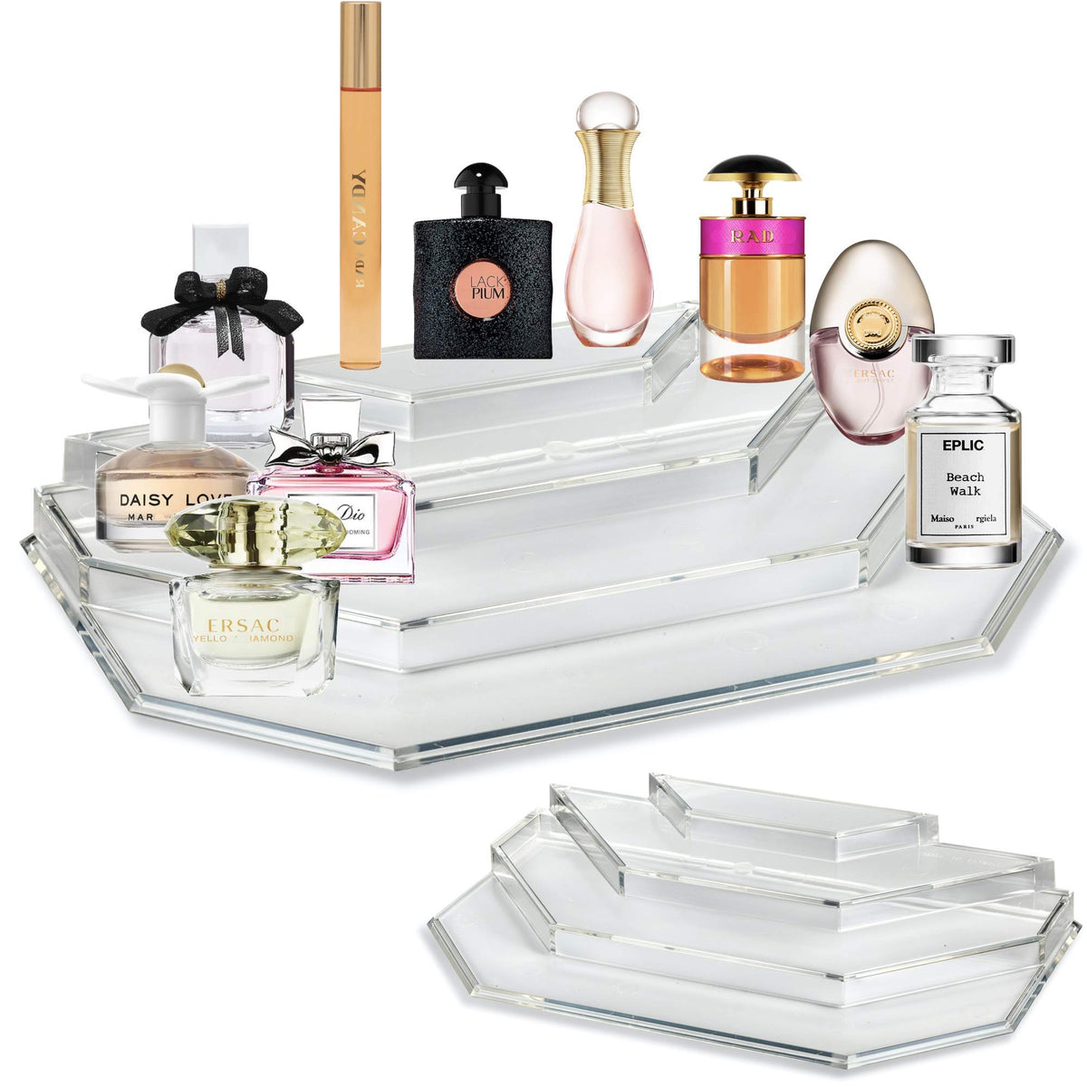 4-Tier Clear Acrylic Mini Perfume and Rollerball Display