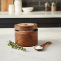 Acacia Wood Salt Box with Swivel Lid, 3.5 in