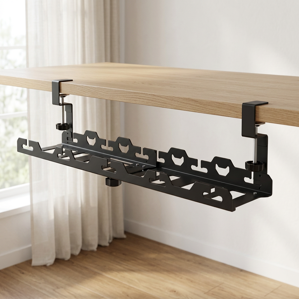 Retractable Under-Desk Cable Tray, 17.3 to 28.3 in, Holds 45 lbs