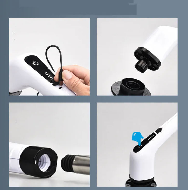 Cordless Handheld Electric Cleaning Brush, Rechargeable, White