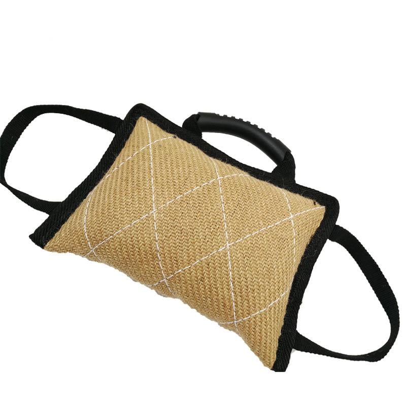 Jute Dog Training Bite Pillow, 26 x 20 x 8 cm, Beige