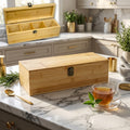 Bamboo Tea Bag Organizer Box with 4 Adjustable Slots