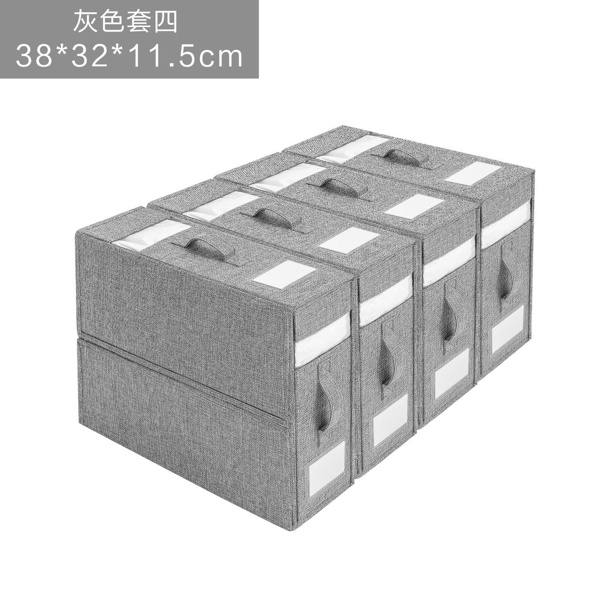 Linen-Look Bedding Storage Boxes, 38 x 32 x 11.5 cm